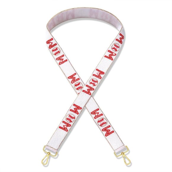 Baseball Beaded Purse Strap for Stadium Game Day Crossbody Bag - Red & White, Vi - Picture 1 of 5